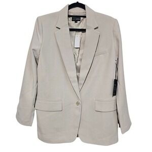 Loft Versa Blazer Size 4 Cream Crepe Drape Single Button Career Office NWT ~